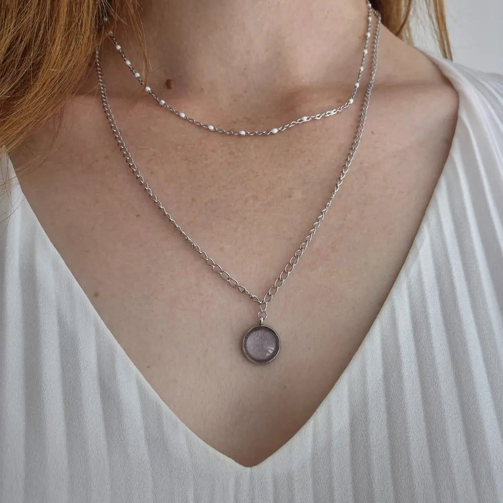 Collier avec Pendentif Rose Foncé - Les Chouchous de Justine