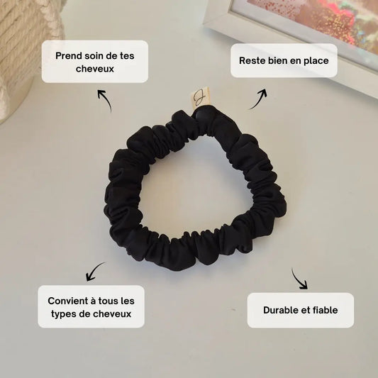 Mini Chouchou en Satin Noir - Les Chouchous de Justine