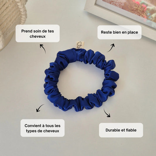 Mini Chouchou en Satin Bleu Navy - Les Chouchous de Justine