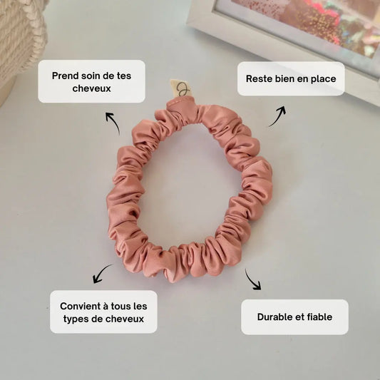 Mini Chouchou en Satin Rose Carmay - Les Chouchous de Justine