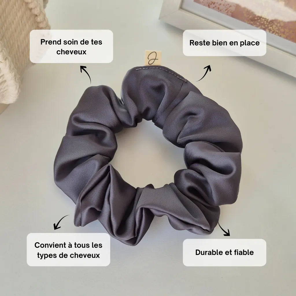 Chouchou en Satin Gris Foncé - Les Chouchous de Justine
