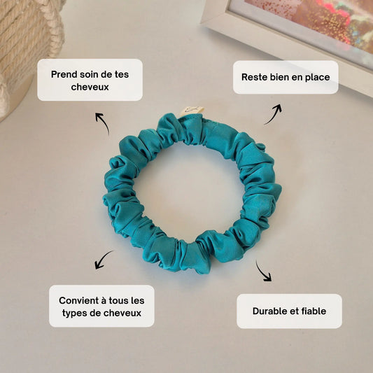 Mini Chouchou en Satin Teal - Les Chouchous de Justine