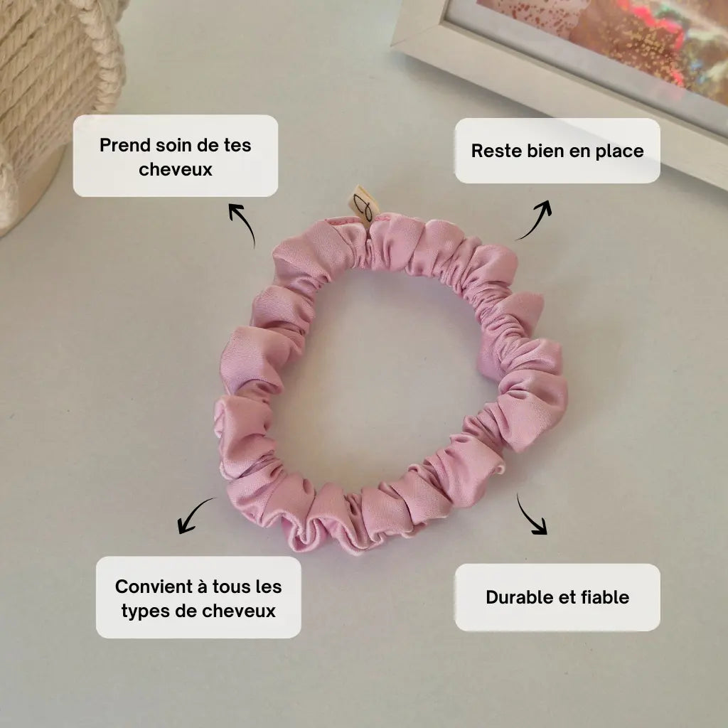 Mini Chouchou en Satin Rose Pastel - Les Chouchous de Justine