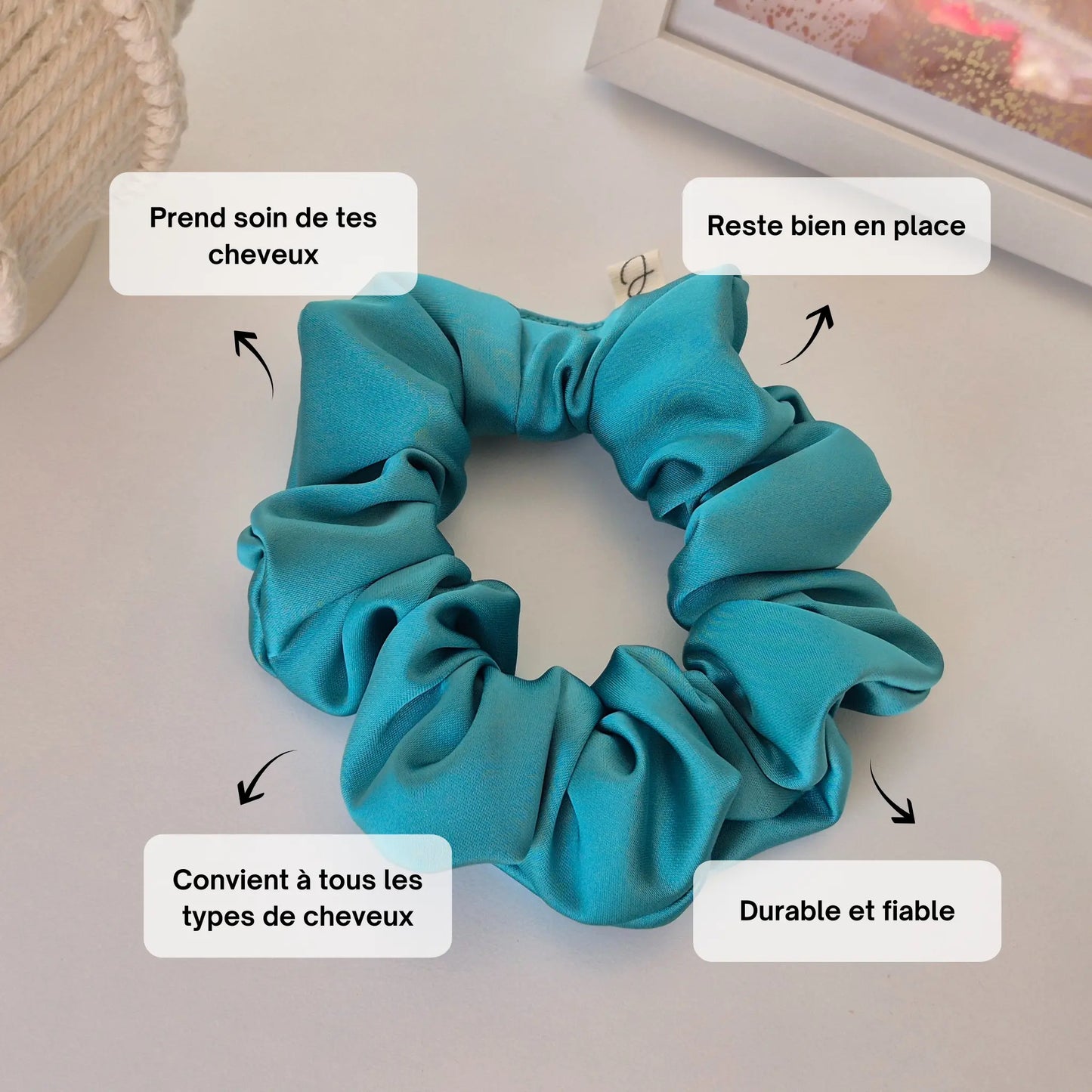Chouchou en Satin Teal - Les Chouchous de Justine
