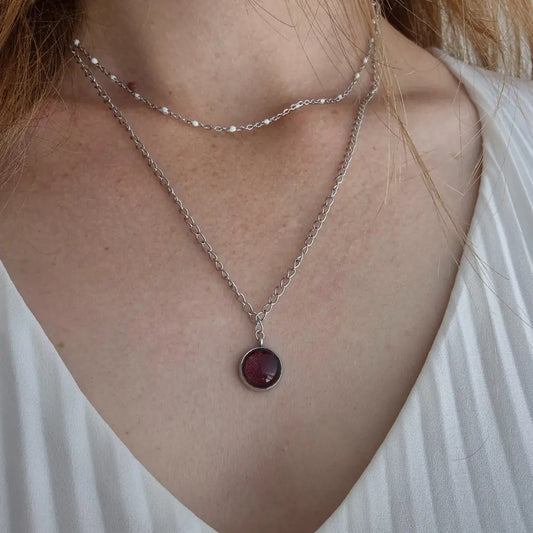 Collier avec Pendentif Bordeaux - Les Chouchous de Justine