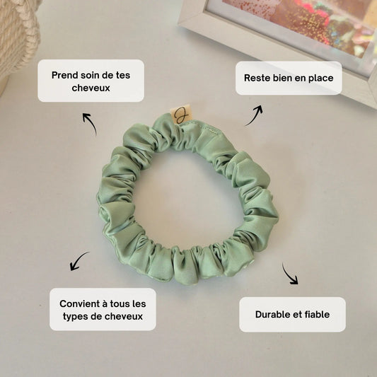 Mini Chouchou en Satin Vert Amande - Les Chouchous de Justine