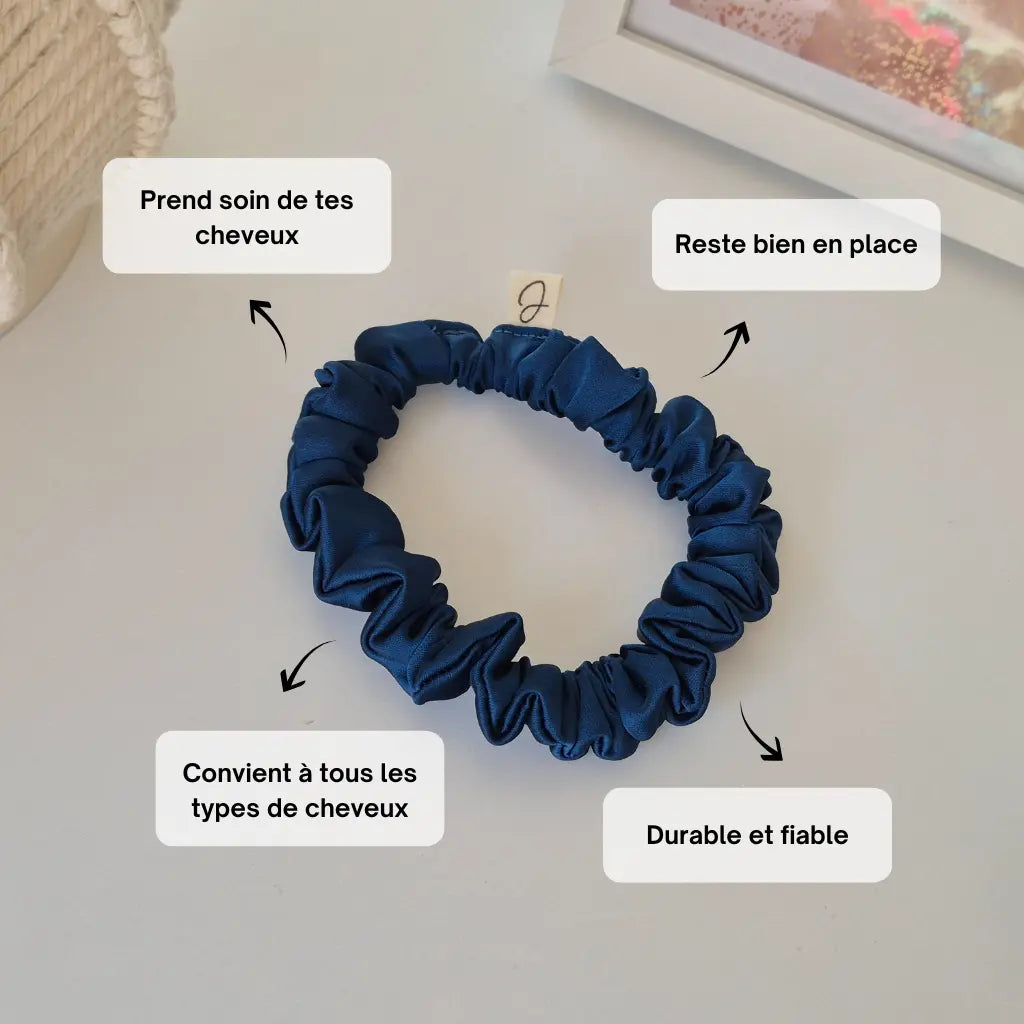 Mini Chouchou en Satin Bleu Paon - Les Chouchous de Justine