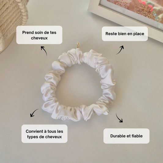 Mini Chouchou en Satin Blanc - Les Chouchous de Justine