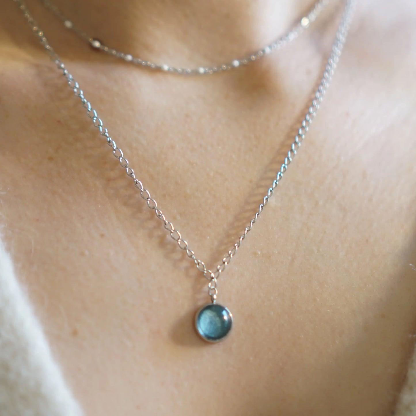 Bleu Givré - Collier Double - Les Chouchous de Justine