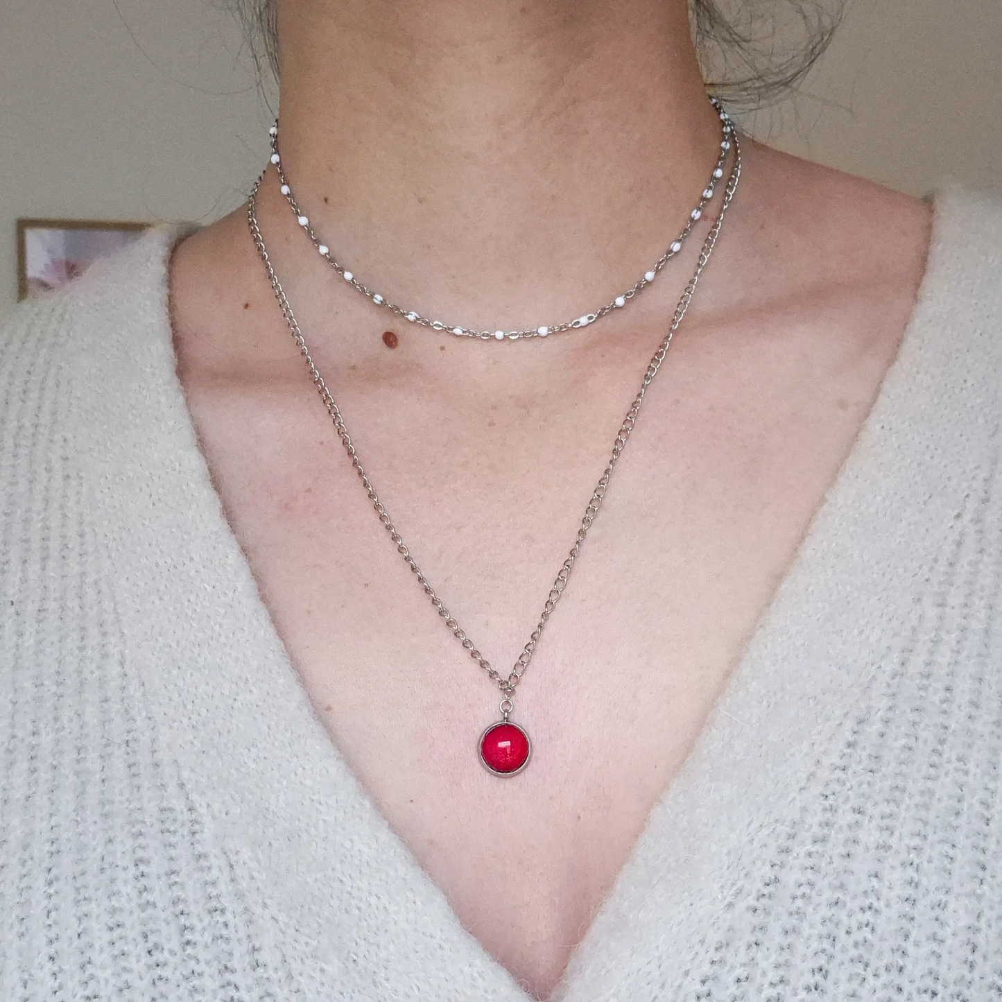 Collier avec Pendentif Rouge - Les Chouchous de Justine