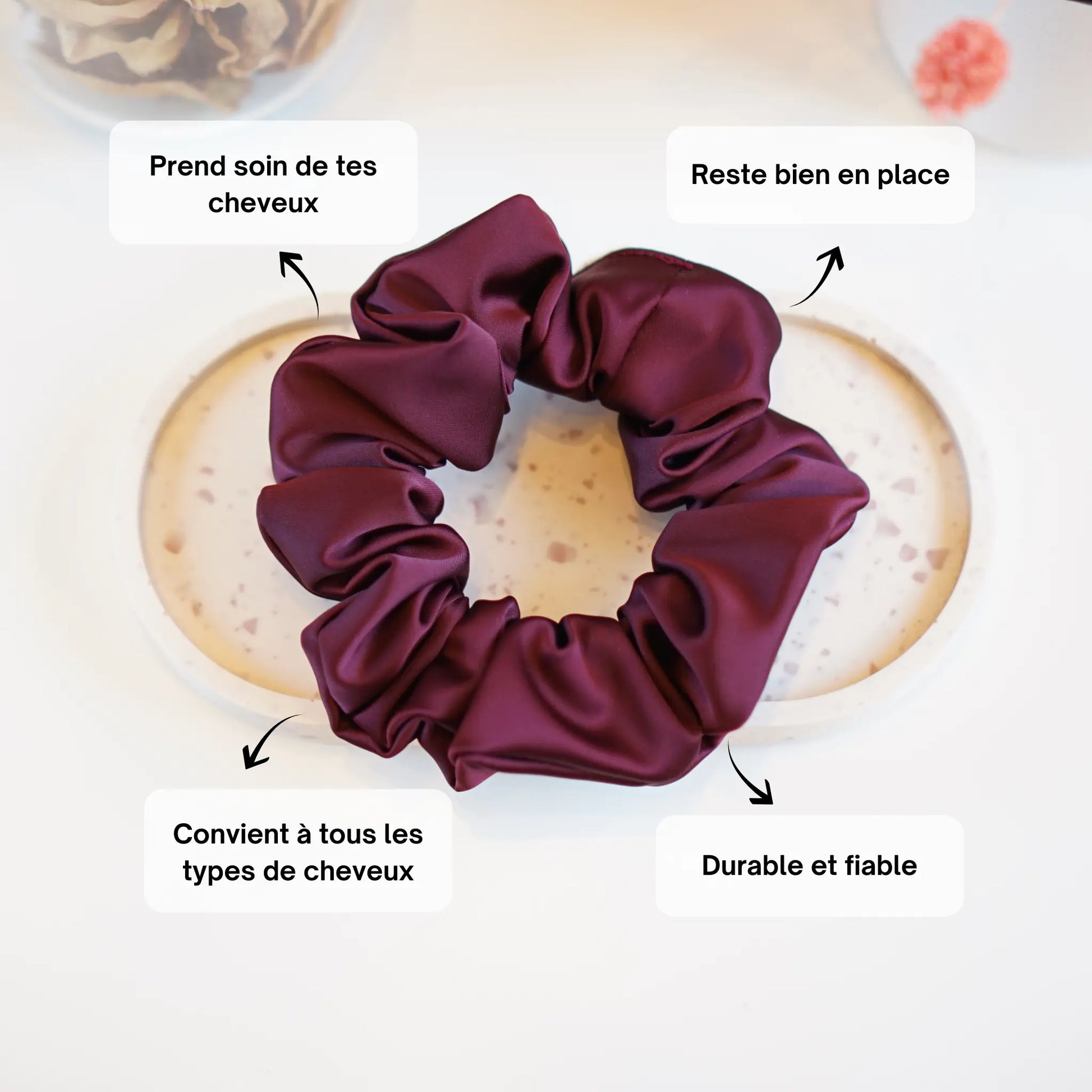 Bordeaux - Chouchou Cheveux Satin - Les Chouchous de Justine
