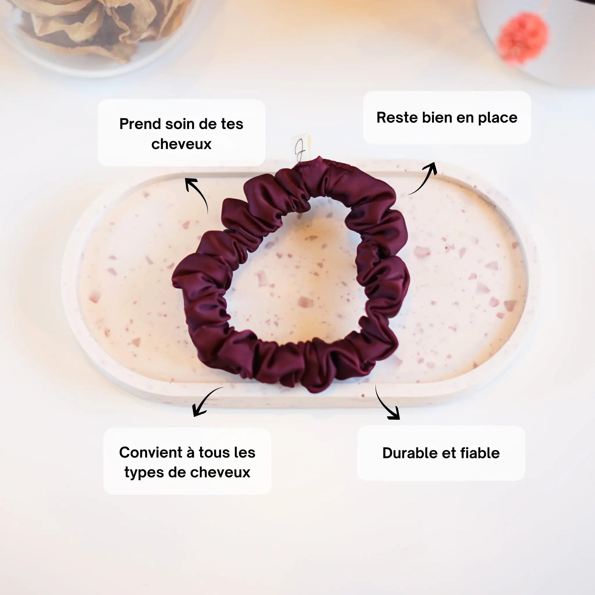 Bordeaux - Mini Chouchou Cheveux Satin - Les Chouchous de Justine