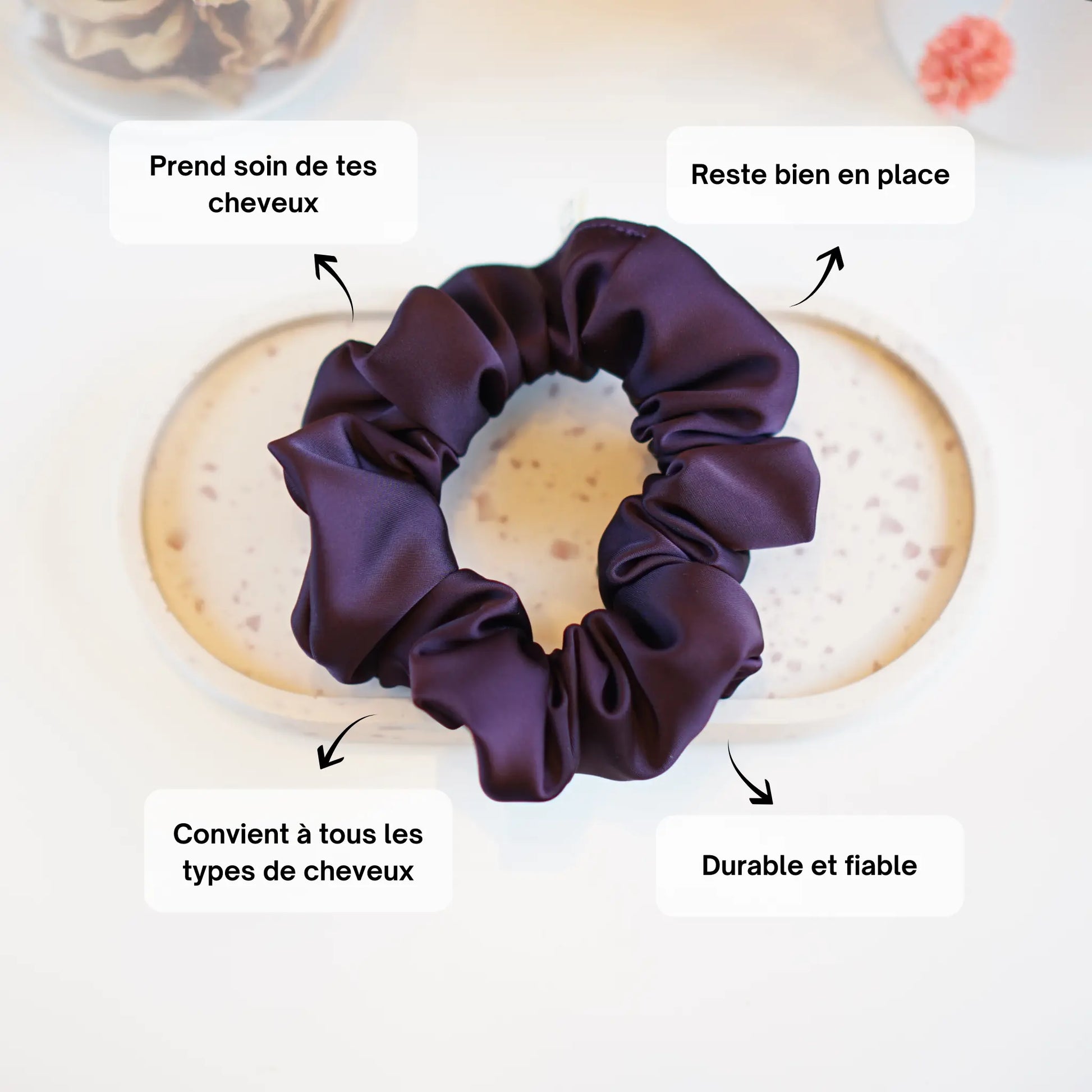 Aubergine - Chouchou Cheveux Satin - Les Chouchous de Justine