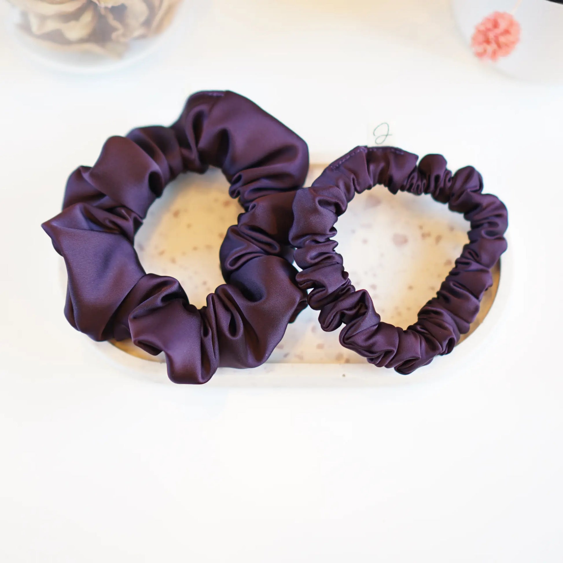 Aubergine - Chouchou Cheveux Satin - Les Chouchous de Justine