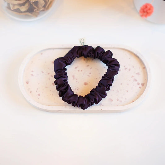Aubergine - Mini Chouchou Cheveux Satin - Les Chouchous de Justine
