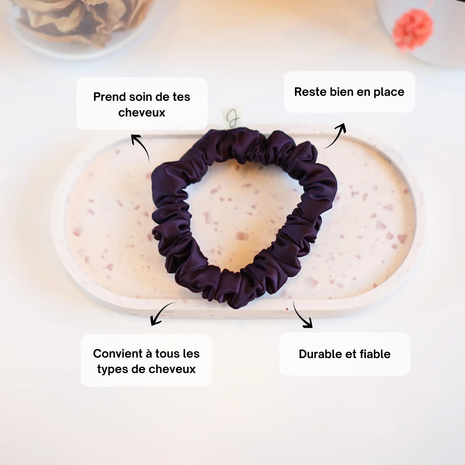Aubergine - Mini Chouchou Cheveux Satin - Les Chouchous de Justine
