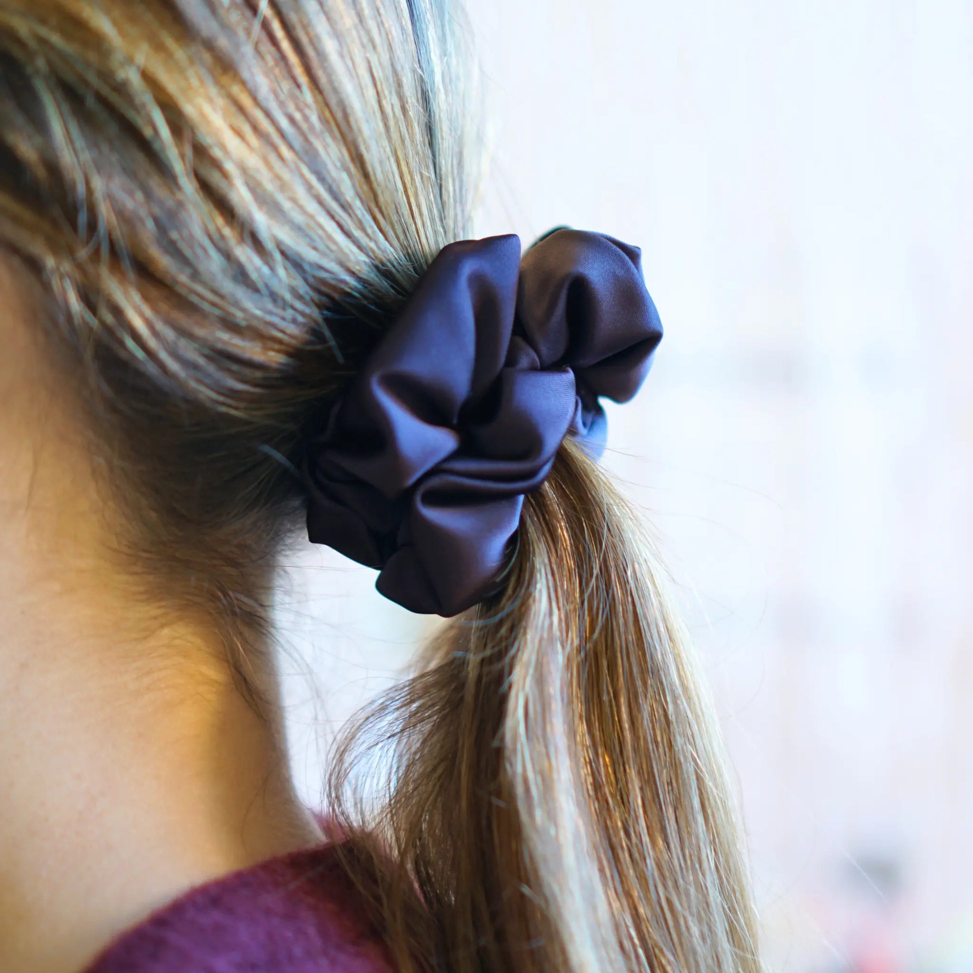 Aubergine - Chouchou Cheveux Satin - Les Chouchous de Justine