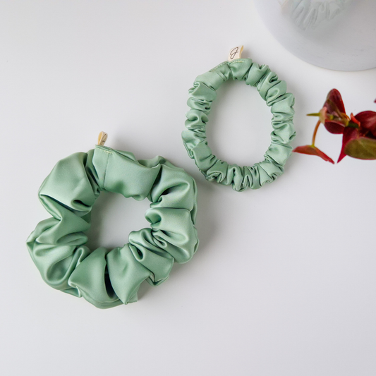 Chouchou en Satin Vert Amande