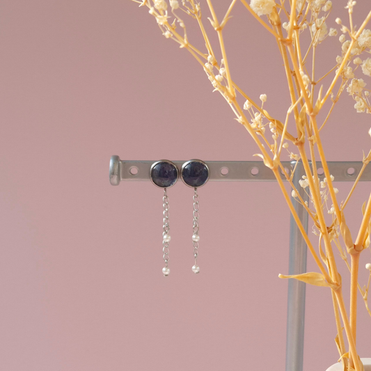 Boucles d'oreilles Bleu Marine - Les Chouchous de Justine