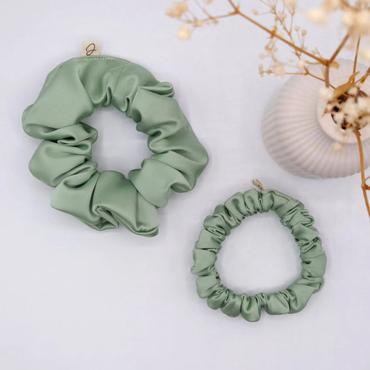 Chouchou en Satin Vert Amande - Les Chouchous de Justine